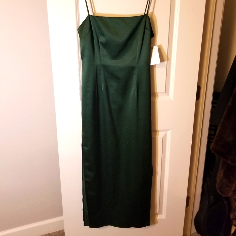 NWT FYEO/Lulus Olive Green Satin Dress
